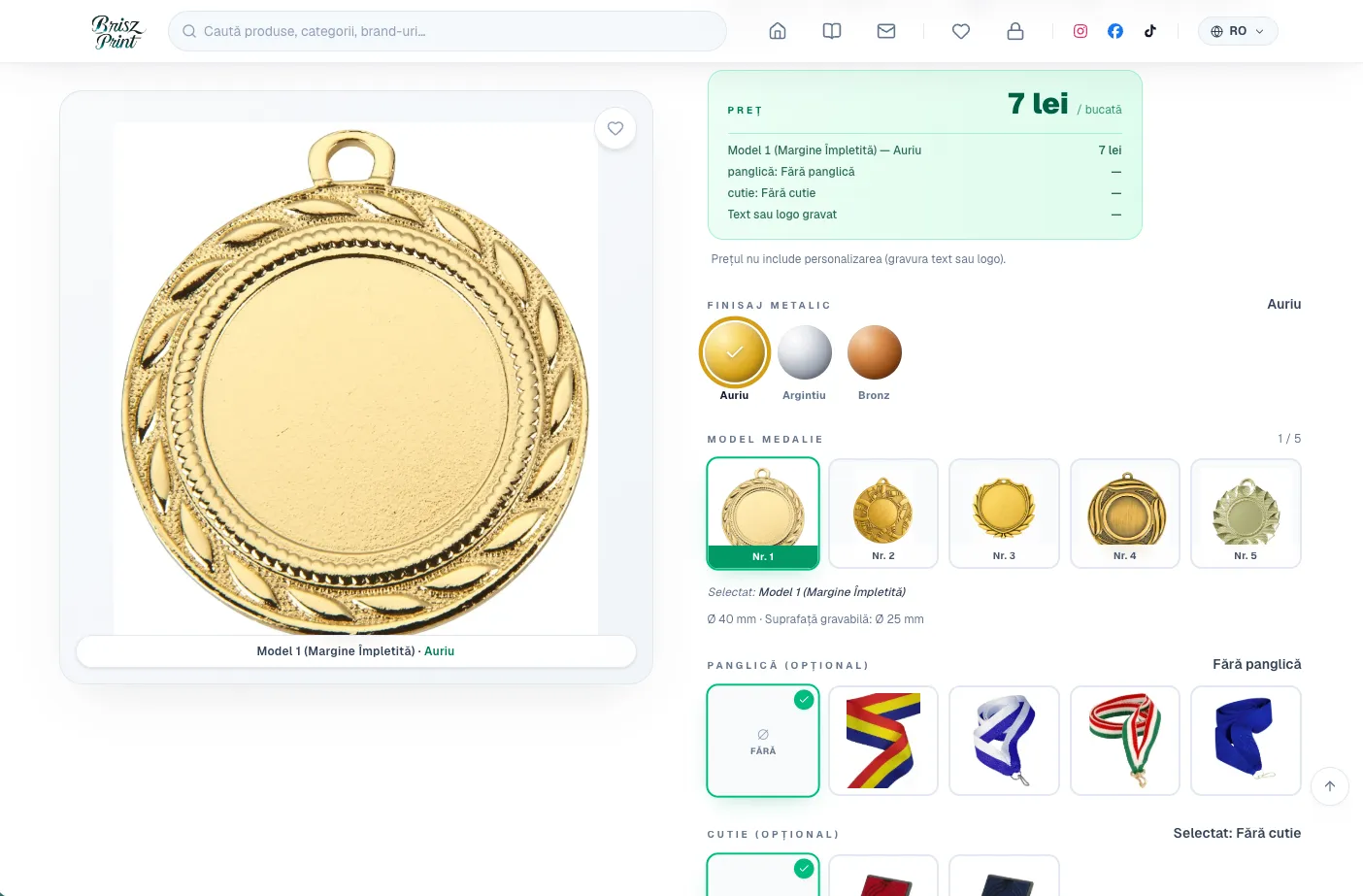 Brisz Print medal configurator